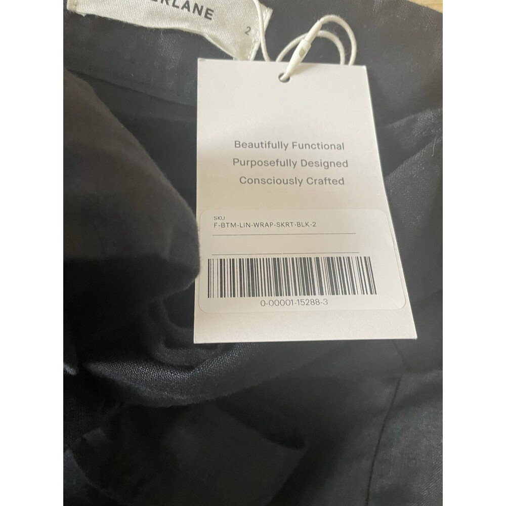 NWT Everlane The Linen Wrap Skirt 100% Linen Size 2 Black - Picture 8 of 12